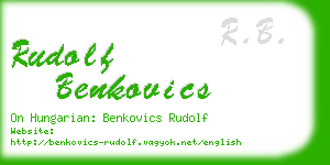 rudolf benkovics business card